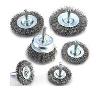 6pcs/set Wire Brush Wheel Cup Set Fit For Drill 1/4 Inch Arbor 0.0118 Coarse Carbon Steel Crimped