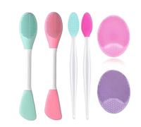 6pcs Silicone Face Scrubber Set - Double-Headed Face Cleaning Brushes for Skin Care, Exfoliation, and Mask Application(Set B)