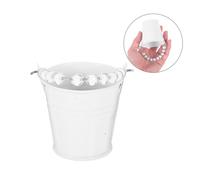 6Pcs Small Red Iron Buckets with Beaded Handles for Storage and Party Favors
