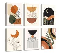 6Pcs Stampa su tela Con Cornice Linee Geometriche Colorate Boho Pittura Piante Verdi Bohémien Fiori Quadri su tela Poster da parete Quadretti Quadri Moderni Soggiorno Camera da letto 20x30cm x6