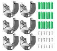 6pcs Supporti U per Armadio,Staffa Asta con Flangia in Lega di Zinco Bastone per Tende da Soffitto Reggitubo Laterale per Asta di Armario, per Tubi del Guardaroba da Parete(22m)