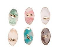 6pcs Tavolozza per Nail Art, Tavolozza di Miscelazione in Resina Morbida Indossabile per Rossetto, Anelli di Miscelazione del Colore, Bordo Dorato, Gel per Unghie, Tabellone per