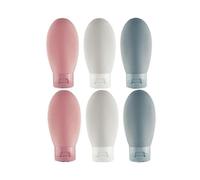 6PCS Travel Bottle Leak-proof Refillable Squeezable Container Set (60ml) with Label And Clear Carrying Pouch for Liquid Shampoo Soap And Body Wash