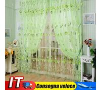 6pcs Tulip Flower Yarn Sheer Window Curtain Scarf Drapes(Green) IT