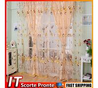6pcs Tulip Flower Yarn Sheer Window Curtain Scarf Drapes(Orange)