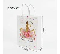 6pcs Unicorno Carta Regalo Borsa Per Pacchi Sporta Compleanno Festa Forniture