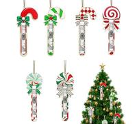 6PCS Wooden Candy Cane Christmas Money Holder Tree Decorations | 6 Piece Wooden Candy Cane Decorations For Holding Cash Or Gift Cards On Christmas Trees Walls window Or Holiday Displays