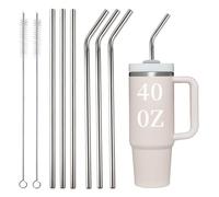6Pezzi Cannucce Riutilizzabili per Stanley 40oz Set, 30cm Cannucce in Acciaio Inox Compatibili con Stanley Quencher Cup Spazzola per la Pulizia, Cannuccia di Ricambio per Adventure Tumbler