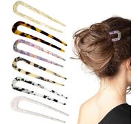 6Pezzi Forcina a Forma di U, Forcine per Capelli Francesi Forma di U Fermaglio, Forcine per Capelli a Forma di U, Perno per Capelli Bastoncino Vintage Ondulato Guscio di Tartaruga, per Donna e Ragazza