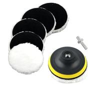 6Pezzi Tamponi Lucidatura in Lana Auto Kit, Ø100mm Tampone di Lucidatura con Gancio e Passante, Dischi Buffer di Lucidatura con Adattatore per Trapano Ceratura Levigatura