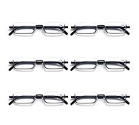 6PK Mezzo Cerchio Montatura Metallo Piccolo da Uomo Occhiali da Lettura Blu Luce