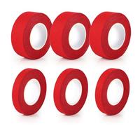 6pz 9,14m Nastro Hockey, 25mm 12,5mm Non Pretagliato Nastro per Mazza da Hockey Cotone Assorbente del Sudore Nastro Hockey Grip Nastro per Stecca da Hockey per Lacrosse Baseball (Rosso)