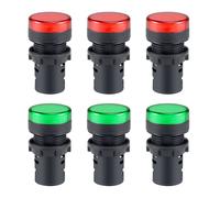 6pz AC/CC 12V spie rosso + LED verde filo montaggio pannello 7/8" 22mm