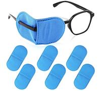 6pz Bende per Occhiali, Taglia Grande Patch Occhio Bambini Non Tessuto Riutilizzabile Patch Occhio per Occhiali per Adulti Bambini Occhio Pigro Ambliopia Strabismo (Blu)