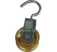 6PZ CARRUCOLA ZAMA OTTONATA + GANCIO WORKIT ZINCATO D.MM 60: