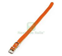 6PZ COLLARE IN CUOIO DI BUFALO CM. 51X2,5 COL. ARANCIONE: