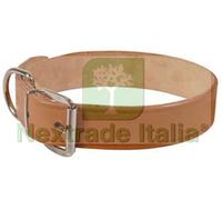 6PZ COLLARE PER CANI CUOIO EXTRA NATURALE CON FINTA CUCITURA CM.51X2,5 CUOIO NA: