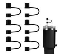 6pz Coperchi per in Silicone per Stanley Cup 30 e 40 Once, 10mm Topper per Cannucce A Prova di Perdite Punte per Cannucce Coperchio Cannucce per Stanley Cup Accessori (Nero)