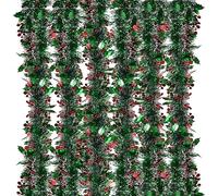 6pz Ghirlanda Natalizia 2m Ghirlanda Natale Artificiale Festone Addobbi Natalizi Decorazione per Albero di Natale Camino Scale Porta Esterni Interni Capodanno (Verde Scuro con Bianco)