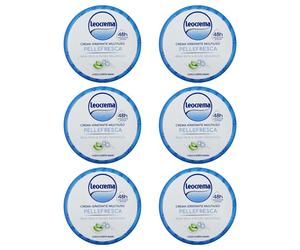 6pz LEOCREMA pelle fresca CREMA IDRATANTE MULTIUSO viso corpo mani 150ml