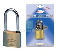 6PZ LUCCHETTO ARCO MEDIO 2700B POTENT OTTONE ARCO CROMATO CHIAVI 2 MM 50: