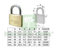 6PZ LUCCHETTO LOGO OTTONE ARCO NORMALE 21010 MM.50 KA (ART.21010500KA):