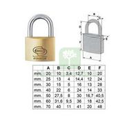 6PZ LUCCHETTO OTTONE ARCO NORMALE PRIUM PL110 MM.60 (PL1106000):