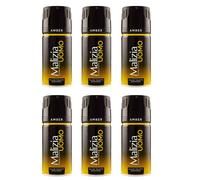 6pz MALIZIA Uomo AMBER Deodorante deo corpo spray Eau de toil. profumo 150ml