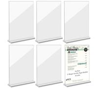 6Pz Porta Avvisi da Tavolo A5, Porta Menù da Tavolo A5 con Base, Espositore Pubblicitario, Porta Cartelli in Acrilico A5, Supporto per Cartelli A5 con Doppia Faccia a Forma di T per Ristoranti, Hotel