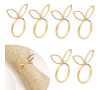 6pz Portatovaglioli Coniglietto Pasquale, Orecchio di Coniglio Oro Portatovaglioli Pasquali Graziose Fibbie per Tovaglioli Decorazione della Tavola Primaverile per Feste Matrimoni Banchetti