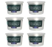 6pz PREMIUM Cera Depilatoria CLOROFILLA Liposolubile in Microonde ceretta 350ml