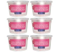 6pz PREMIUM Cera Depilatoria TITANIO ROSA Liposolubile Microonde ceretta 350ml