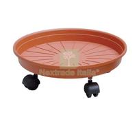 6PZ SOTTOVASO TONDO + RUOTE MARGHERITA ICS PP TERRACOTTA X VASO CM 25: