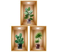 6Pz Sticker Murali Piante in Vaso PVC Per Decorazioni Camera E Salotto