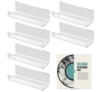 6pz Supporto Vinile da Parete, Dischi per Album in Acrilico Nastro Adesivo Senza Trapano Scaffale per Dischi Vinile Supporti per Display Copertine di Album (Chiaro)