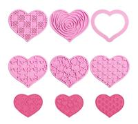 6pz Tagliabiscotti a Forma di Cuore, Timbri per Biscotti di San Valentino in Materiale BPA Set di Presse per Biscotti a Forma di Cuore con Diversi Motivi per la Cottura di San Valentino(Rosa)