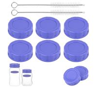 6pz Tappi per Biberon Pigeon e Lansinoh, Coperchi di Ricambio a Prova Perdite da Viaggio e per la Conservazione con Spazzole Pulizia (Viola)