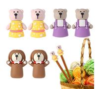 6pz Tappi per Ferri da Maglia Orso, Silicone 3,5x1,6cm Copripunte Ferri da Maglia Fermi per Punti Copri Punte Degli Aghi Accessori per Maglieria per Aghi di Misura 11-17(8mm-12,75mm), (3 Stili)