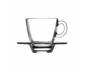 6pz tazzina caffè Pasabahce Acqua in vetro con piattino casa bar ristorant 7,2cl
