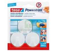 6PZ TESA POWERSTRIPS 3 GANCI TONDI BIANCHI: