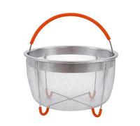 6QT Cestello Vapore,Cestello Verdura,Cestelli Per Cottura,Acciaio INOX Con Manico Per Instant Pot Accessories,Fits Most A Pressione Pot - Verdure A Vapore, Uova - Nero (Arancione, 6QT)