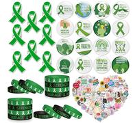 6sisc Set di 90 adesivi per braccialetto in silicone per la consapevolezza della salute mentale, set di braccialetti con scritta "Coraggio Forza Speranza", braccialetti smaltati, adesivi in vinile per