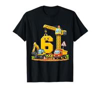 6th Birthday Boy Construction Truck 6 Years Old Party Maglietta