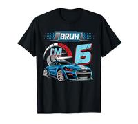 6th Birthday Bruh Racing Car Party Outfit 6 Year Old Boys Maglietta