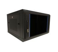 6U wandkast met glazen deur - geperforeerde zijpanelen 600x600x368mm (DS6606ZP)