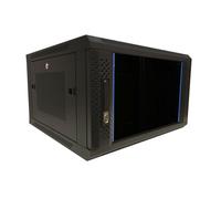 6U wandkast met glazen deur - geperforeerde zijpanelen 600x600x368mm (DS6606ZP)
