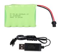 6V 2400mAh Batteria NiMH con Connettore SM-2P e Cavo di Ricarica USB, Pacco Batterie Ricaricabili AA NiMH Per Auto RC, Camion Acrobatici, Veicoli Fuoristrada 4WD