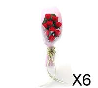 6X 1/12 Casa Delle Bambole In Miniatura Argilla Rosa Fiore Bouquet Rosso OP044