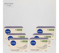 6x 100 g NIVEA Creme Soft Sapone Crema Delicato Blocco, Idratante