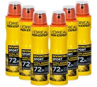 6x 150ml L'Oreal Men Expert Invincible Sport Anti Traspirante Spray 72H Fermata